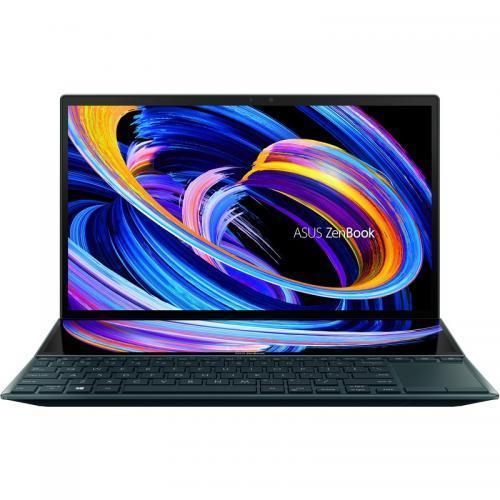 Laptop ASUS Zenbook Duo 14 UX482EA-HY028R, Intel Core i7-1165G7, 14inch Touch, RAM 16GB, SSD 1TB, Intel Iris Xe Graphics, Windows 10 Pro, Celestial Blue