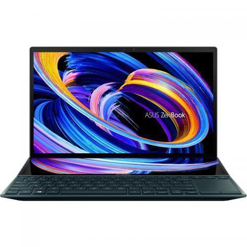Laptop ASUS ZenBook Duo 14 UX482EA-HY029R, Intel Core i7-1165G7, 14inch Touch, RAM 32GB, SSD 1TB, Intel Iris Xe Graphics, Windows 10 Pro, Celestial Blue